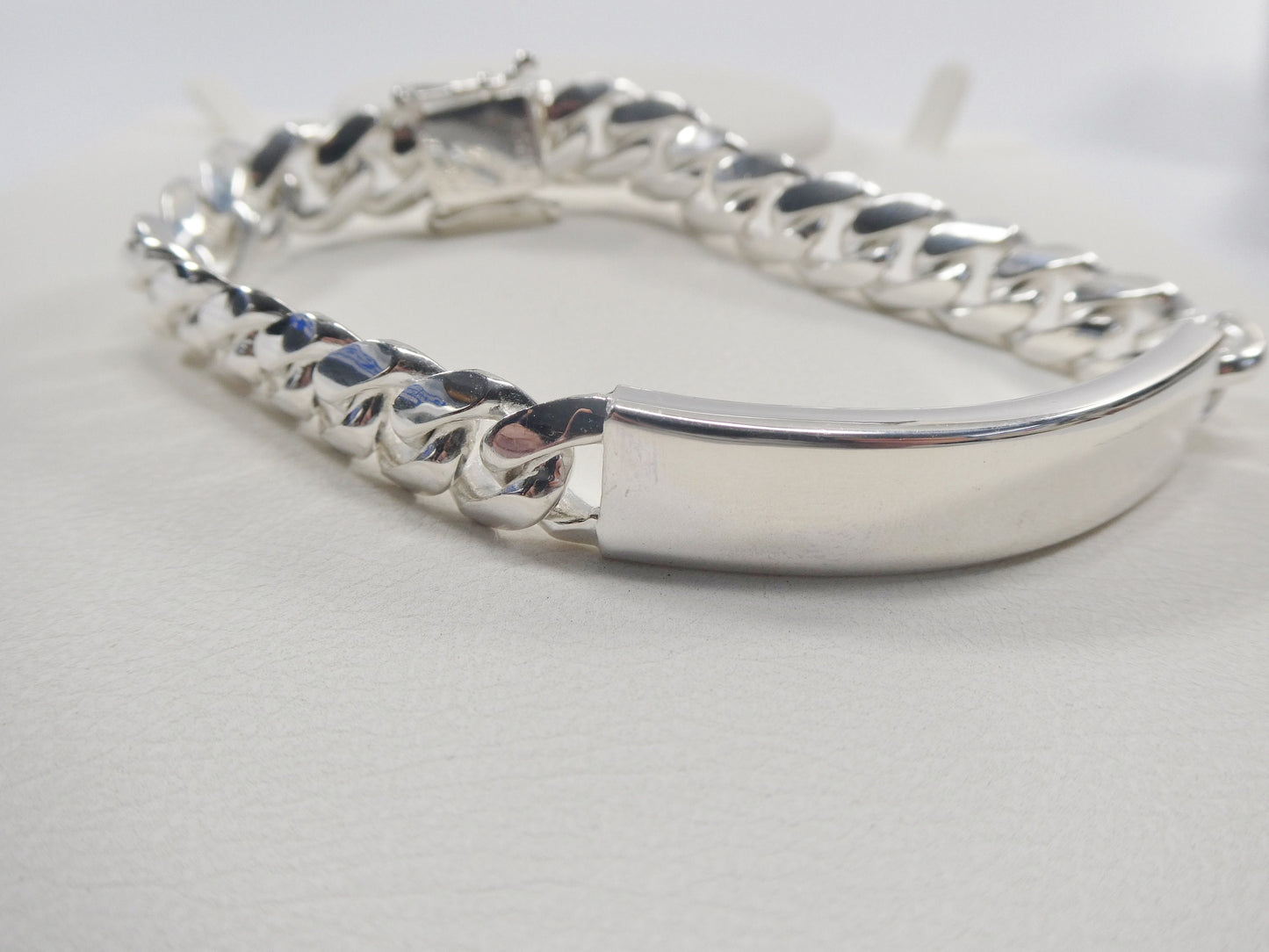 9 inch real 925 sterling silver heavy solid curb men ID bracelet
