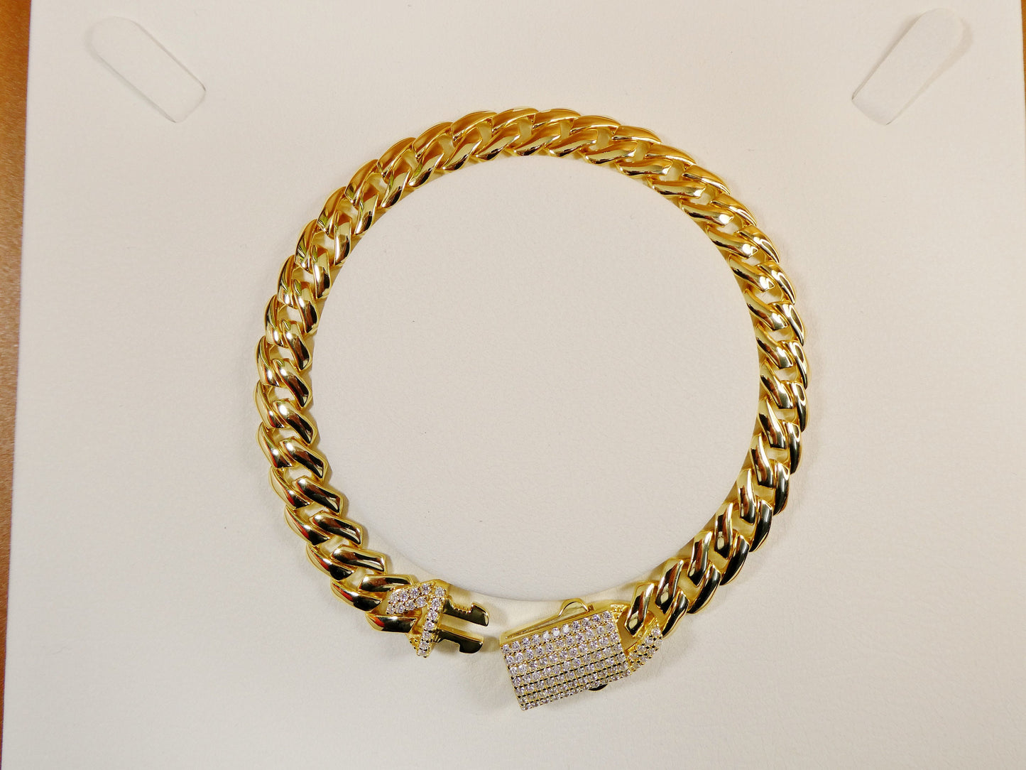 8 inch 14k yellow gold color Monaco bracelet over real solid 925 sterling silver