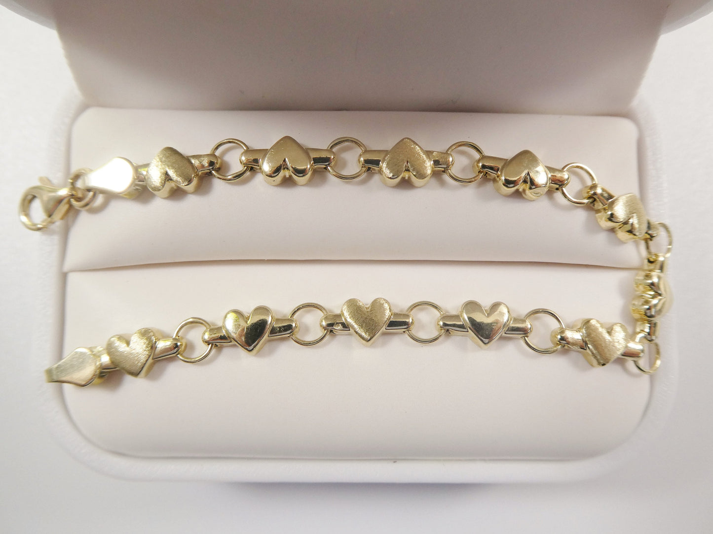 14k real solid yellow gold heart 6 inch baby bracelet