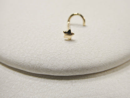 14k Real Solid Yellow Gold Twist Star Stud Nose Ring