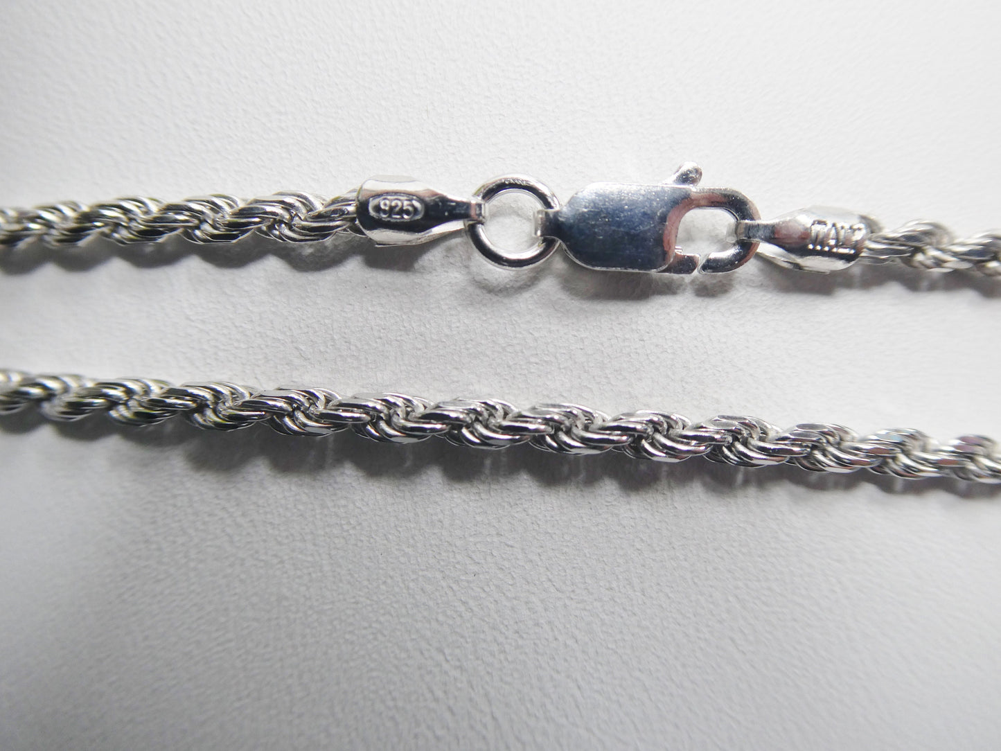 925 Sterling Silver 2.2MM Rope Chain - 14k White Gold Finish