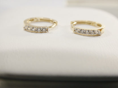 Real 10k Solid Yellow Gold Small 11.9mm Hoop Fancy Huggie Earrings