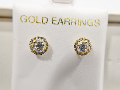 Real 10k Solid Yellow Gold Screw Post Circle Stud Earrings