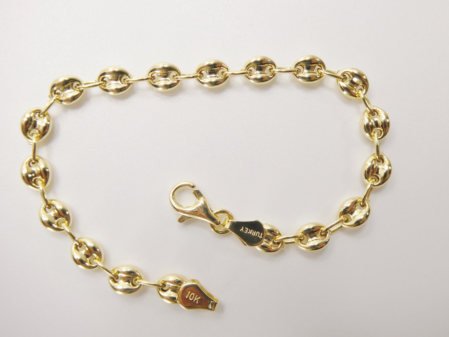 real 10k solid yellow gold 5.5/6/ 6.5 inch children/women puffed mariner bracelet
