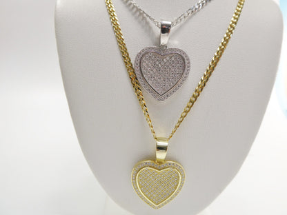 Real 925 Sterling Silver 18 Inch Flat Chain & Heart Pendent Charm