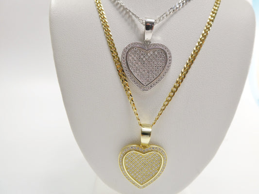 real 925 sterling silver 18 inch flat chain and heart pendent charm