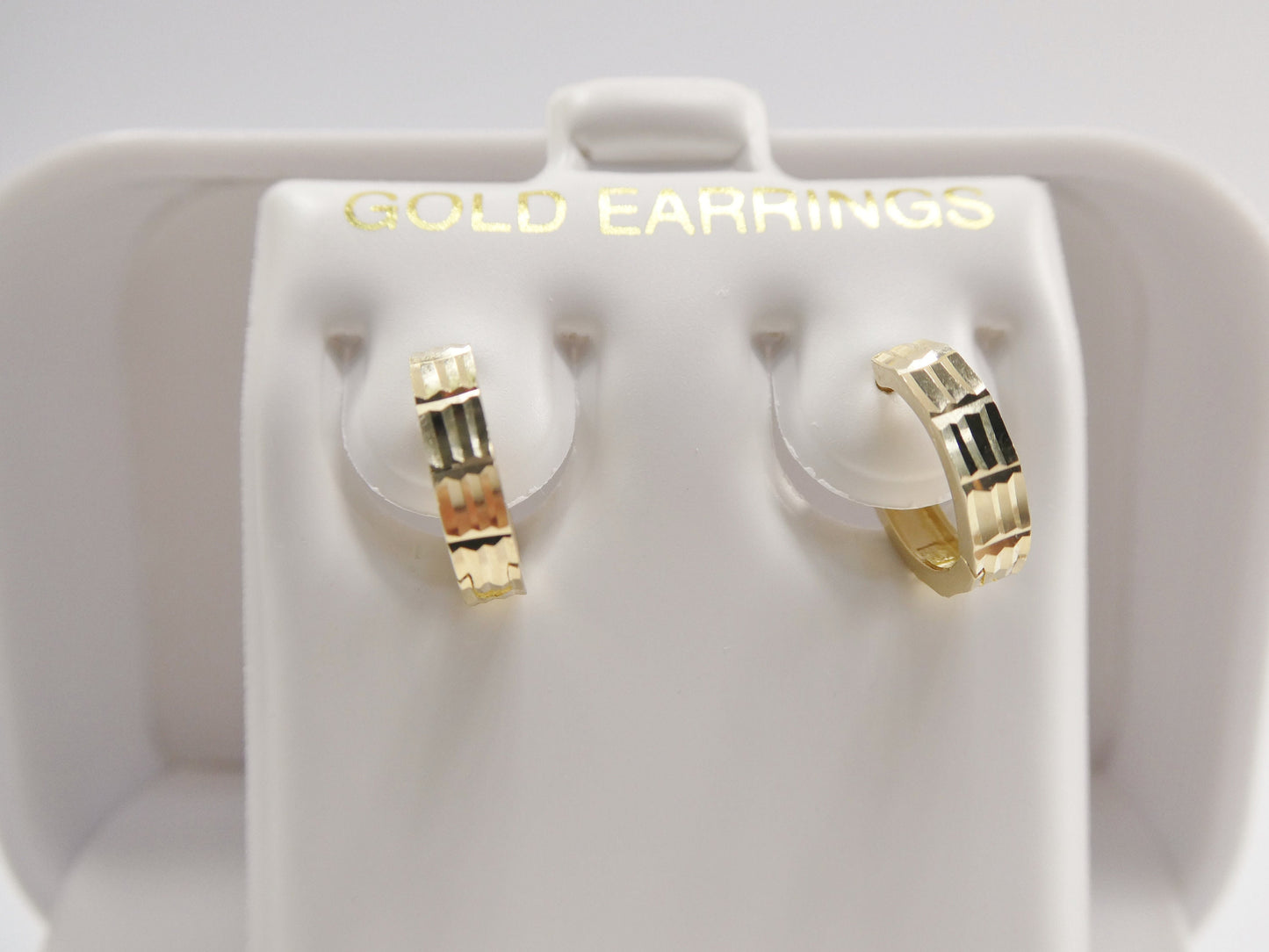 real 10k solid yellow gold diamond cut 10mm hoop huggie earrings