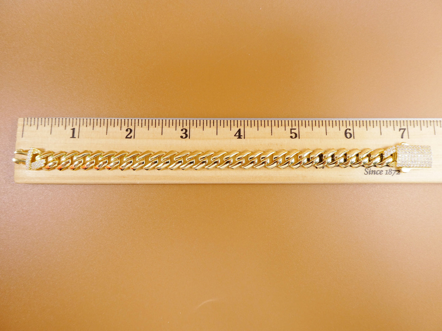 7 inch 14k yellow gold color Monaco bracelet over real solid 925 sterling silver