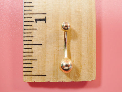 14k Real Solid Yellow Gold High Polish Ball Belly Button Ring Piercing