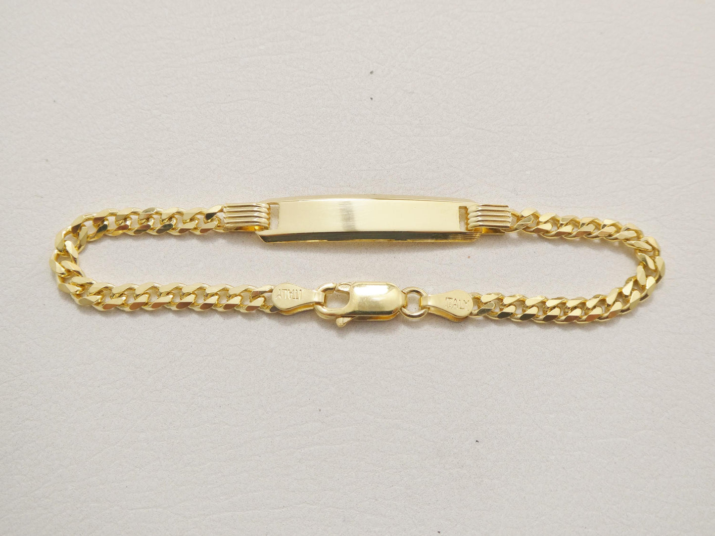 925 sterling silver 6 inch baby id bracelet yellow gold color finish