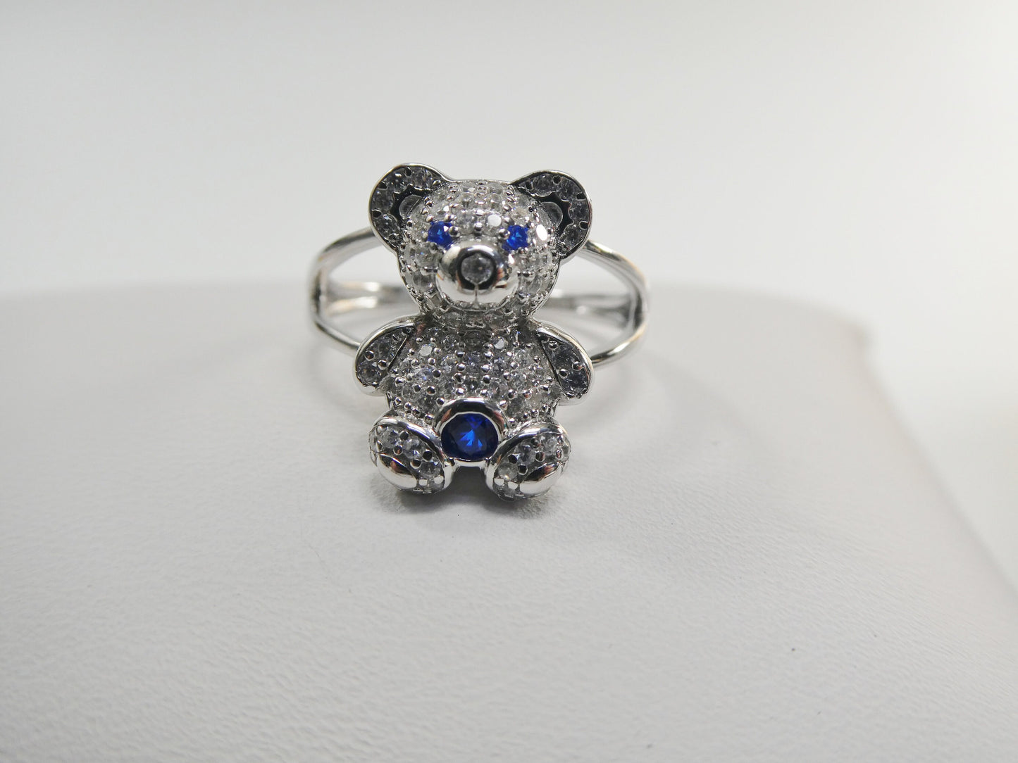 real solid 925 sterling silver teddy bear ring