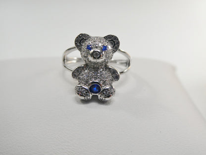 Real Solid 925 Sterling Silver Teddy Bear Ring