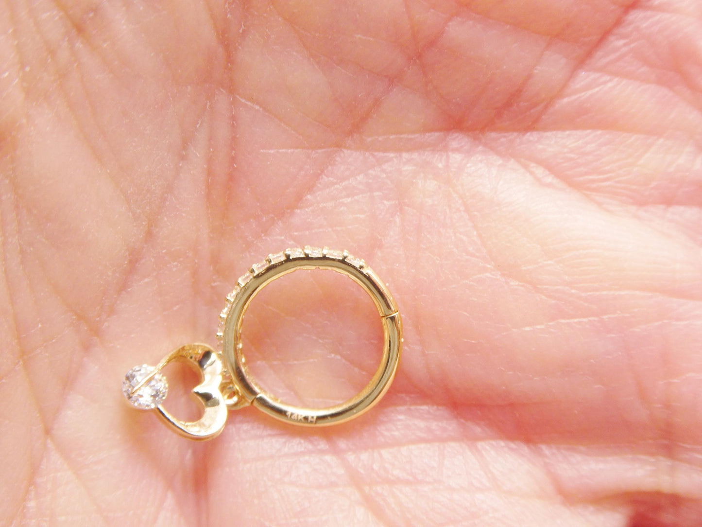 14k real solid yellow gold seamless clicker cartilage helix hoop