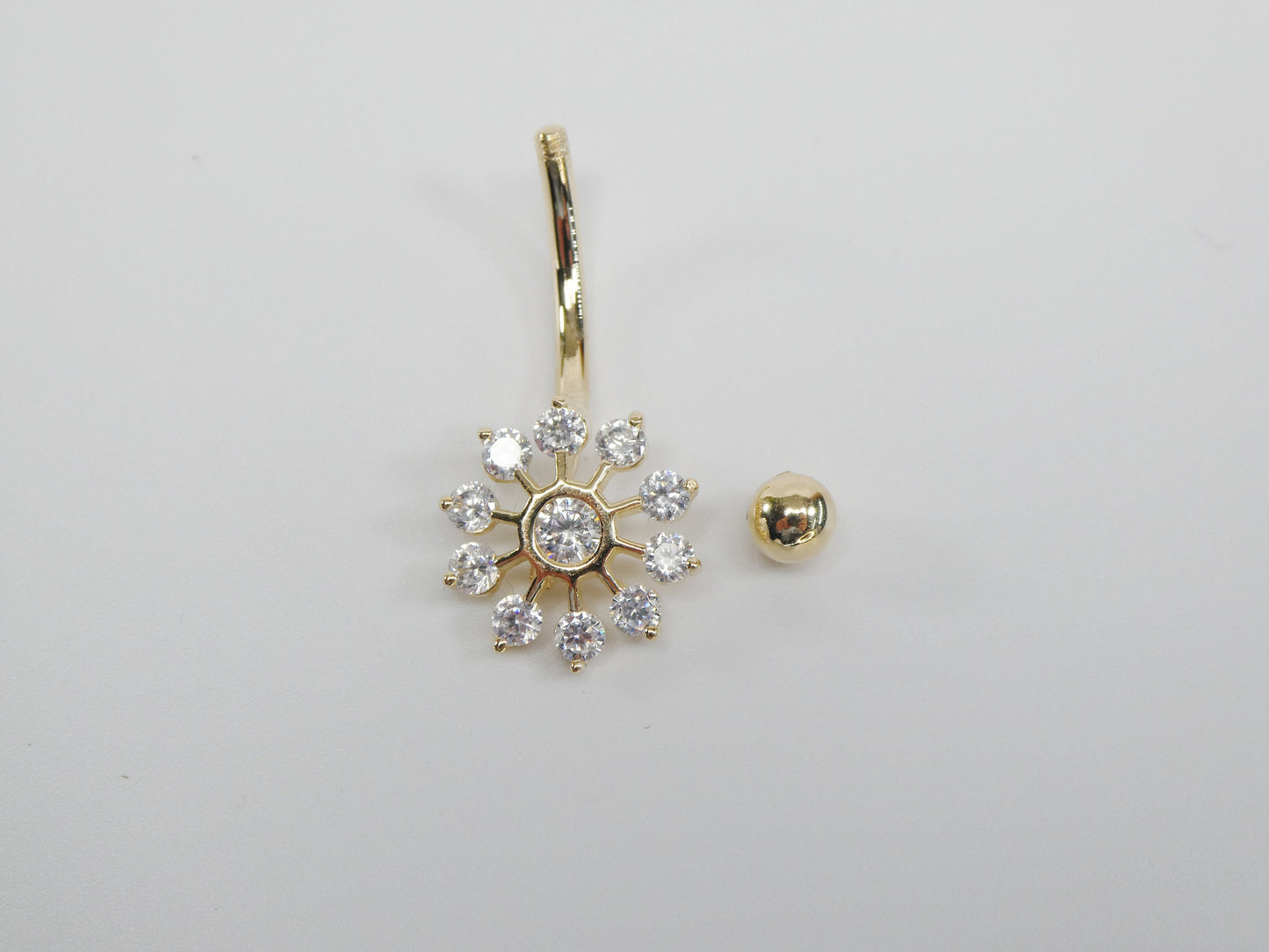 14k real solid yellow gold sun belly ring