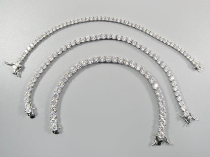 Real 925 Sterling Silver Tennis Bracelet 3mm / 4mm / 5mm White Gold Finish