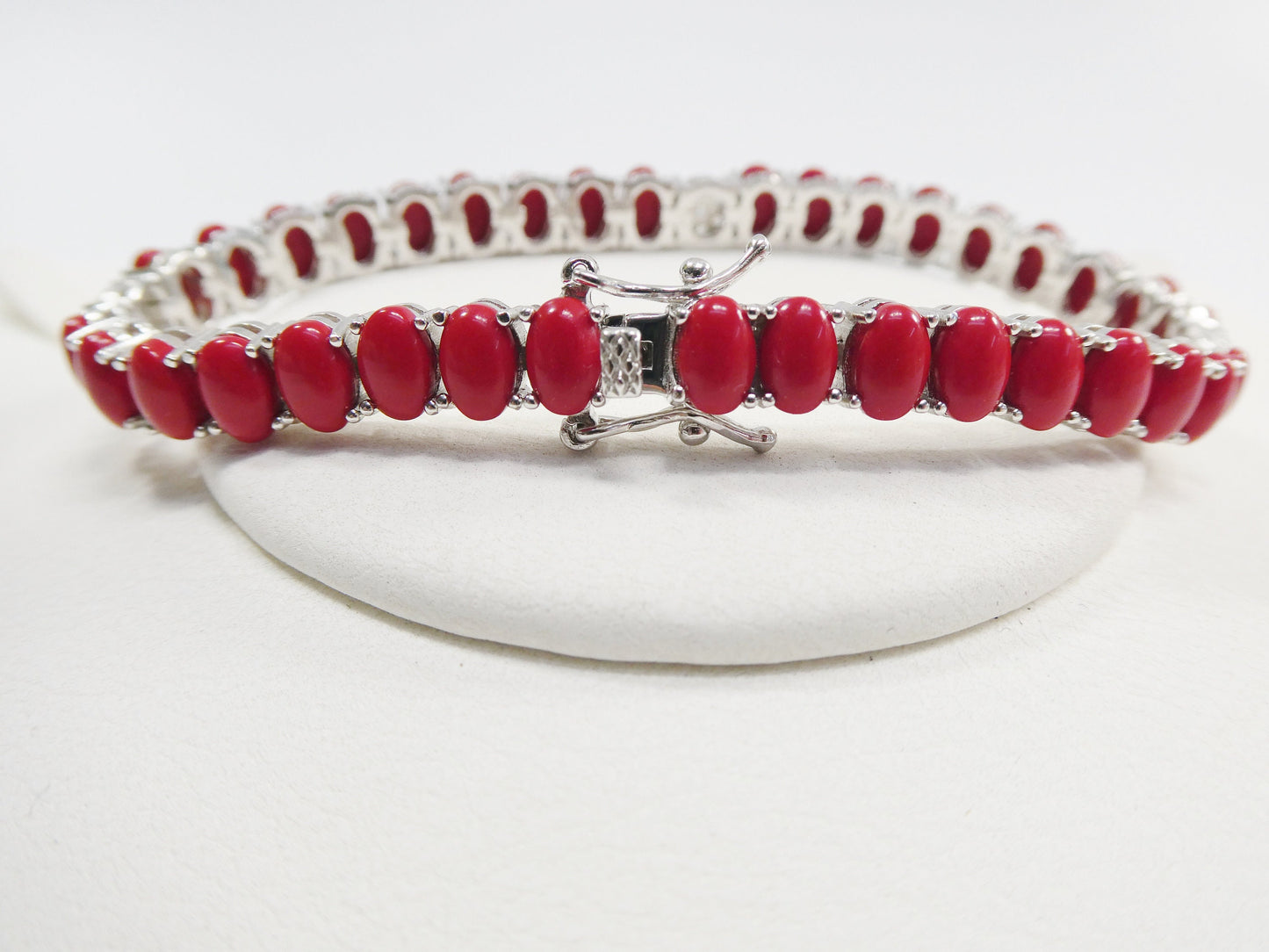 7 inch real 925 sterling silver ruby turquoise tennis bracelet