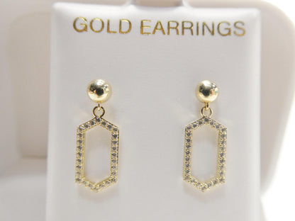 Real 10k Solid Yellow Gold Design Paperclip Push Post Earrings