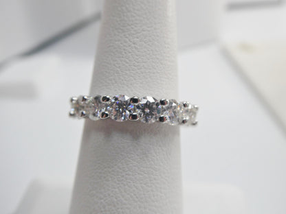Real 925 Sterling Silver Solitaire Moissanite Anniversary Eternity Ladies Band