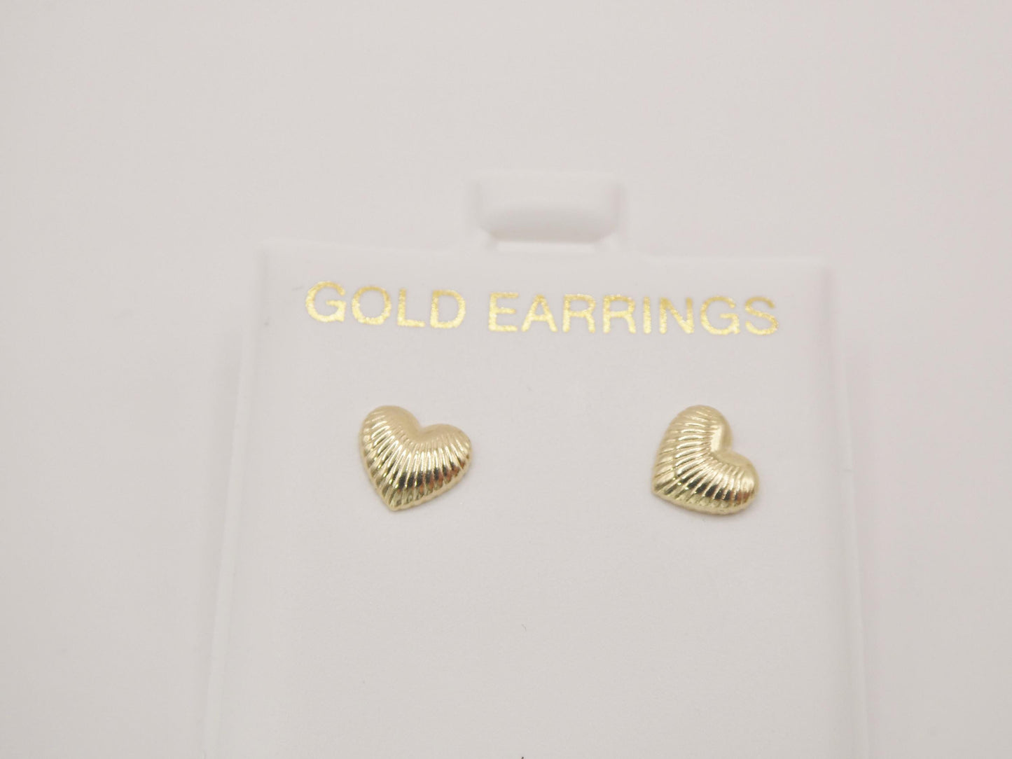 10k real solid yellow gold design heart push back earrings