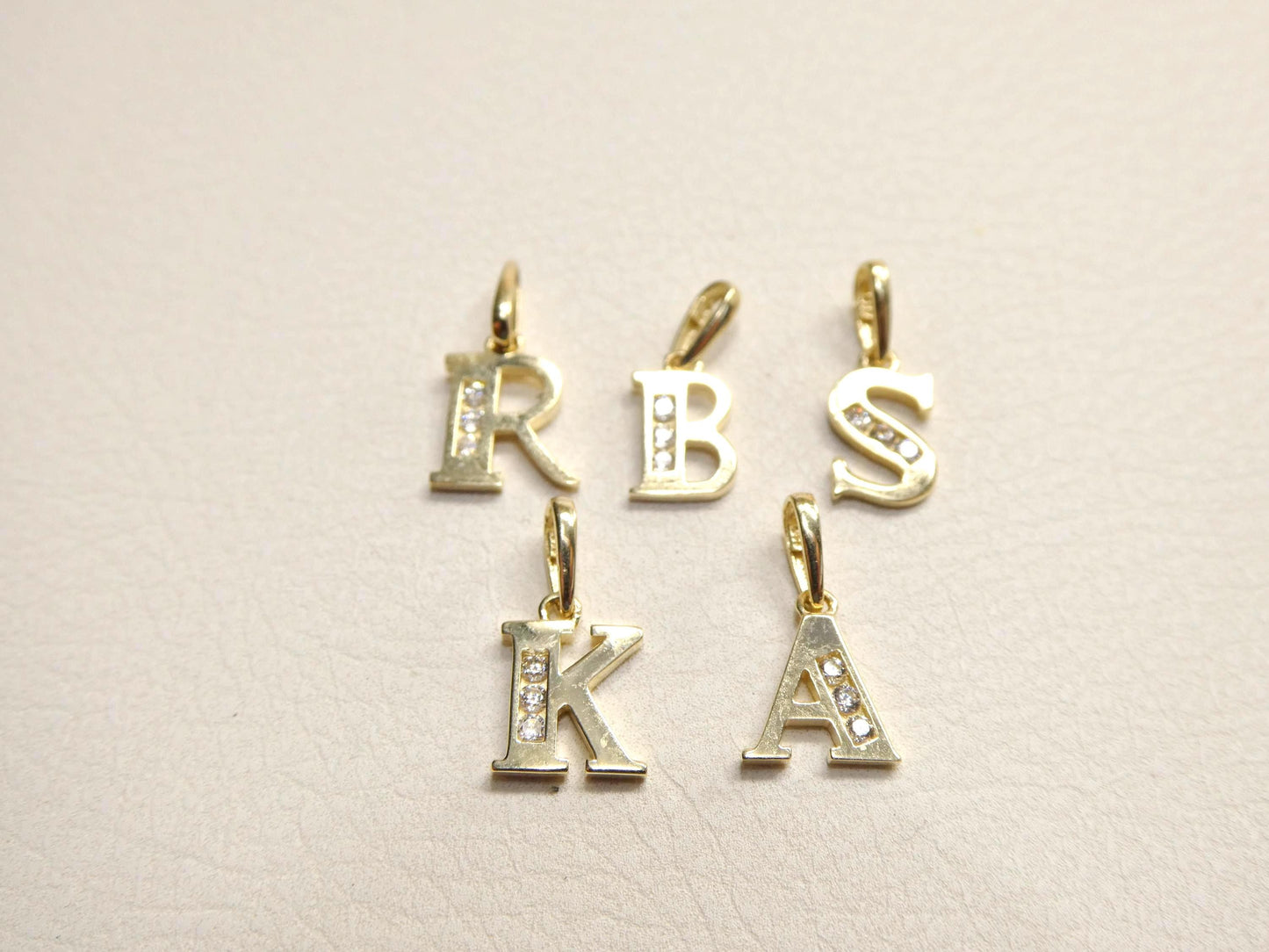 10k real solid yellow gold mini small initial alphabet pendent charm