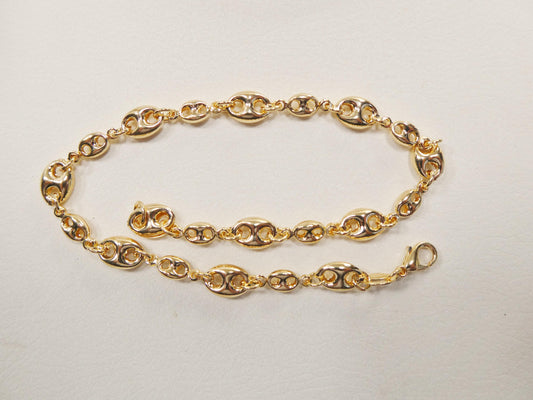 10 inch 14k gold filled puff mariner ladies anklet bracelet