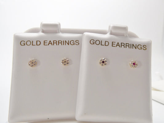real 10k solid yellow gold tiny small flower push post stud earrings