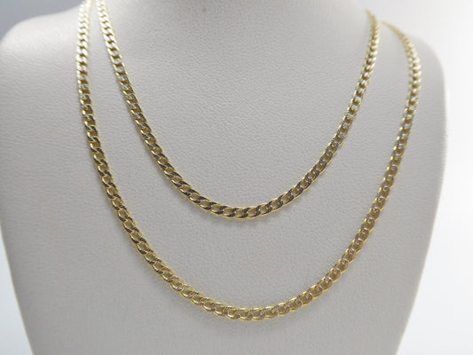 real 10k solid yellow gold two tone curb chain
