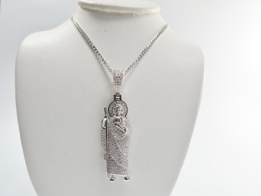 real 925 sterling silver 18 inch curb chain and saint jude pendent charm