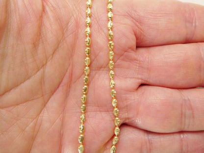 Real 925 Sterling Silver 7 Inch Bead Bracelet 14k Yellow Gold Finish