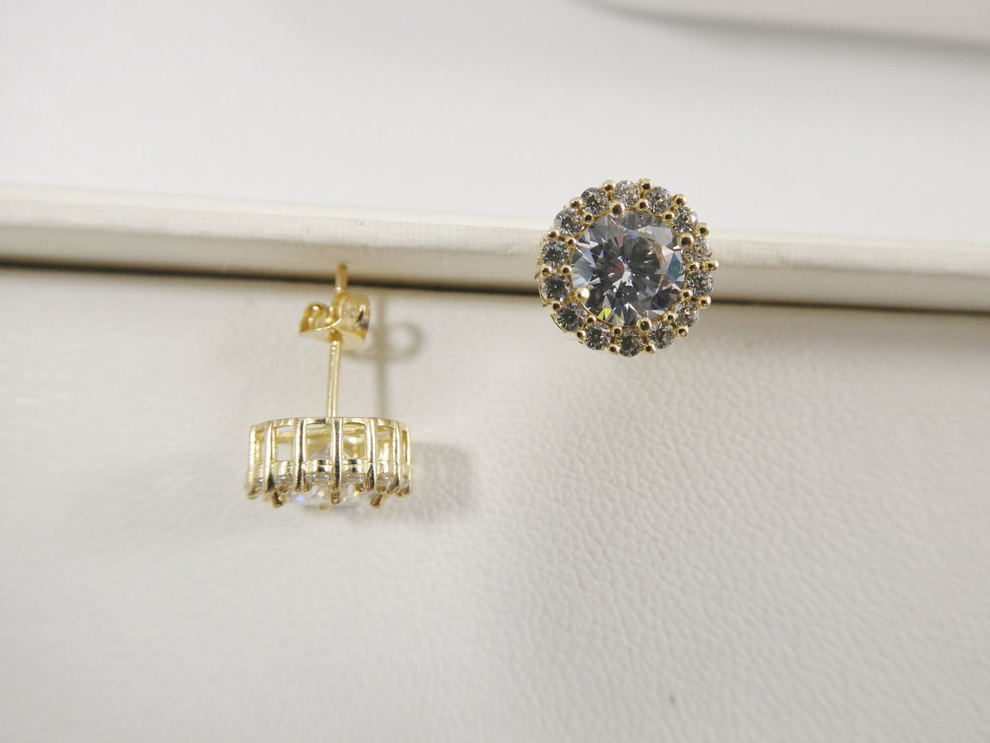 real 10k solid yellow gold circle push post stud earring