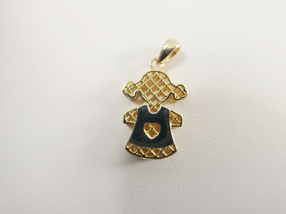 14k Real Solid Yellow Gold Two Tone Boy Girl Charm Pendent