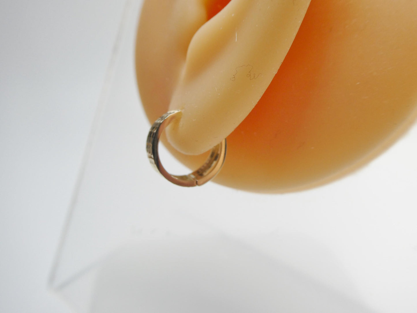 real 10k solid yellow gold designer diamond cut hoop huggie earrings
