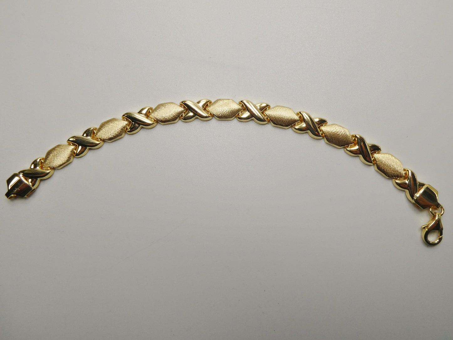 6.5 inch 7 inch xoxo stampato bracelet all yellow tone 14k yellow gold color finish over real 925 sterling silver