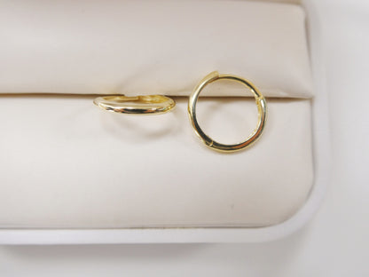 Real 10k Solid Yellow Gold 13mm Plain Hoop Huggie Earrings