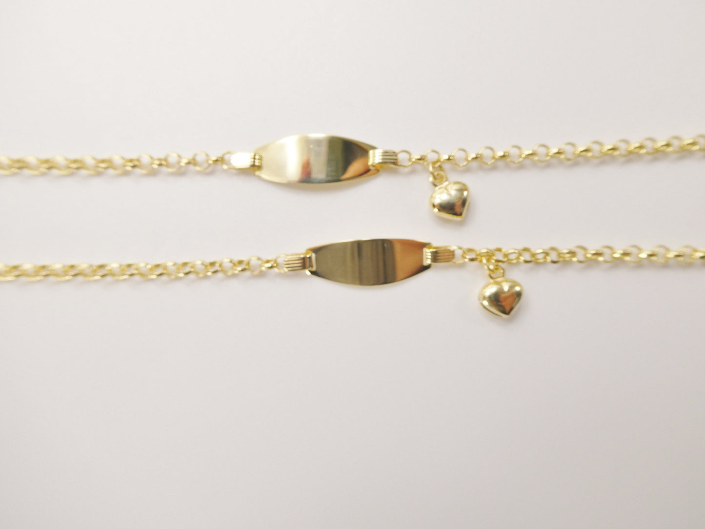 real 10k solid yellow gold 5.5/ 6.5 inch children/women heart dangling bracelet