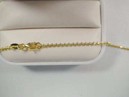 Real 2mm 925 Sterling Silver Moon Cut Chain 14k Yellow Gold Finish