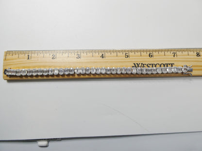 Real 925 Sterling Silver Tennis Baguette 7 Inch Bracelet