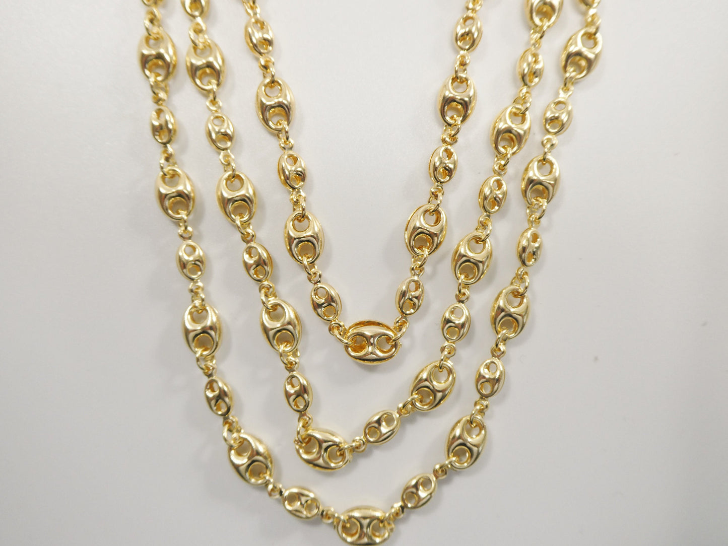 14k gold filled yellow gold puffed mariner necklace