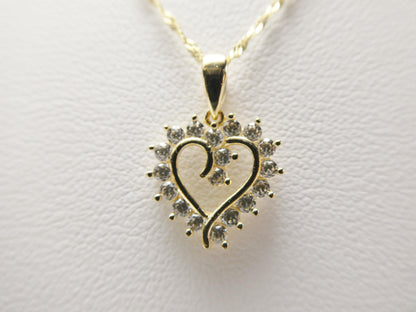 10k Real Solid Yellow Gold 16 Inch Chain & Heart Pendent Set