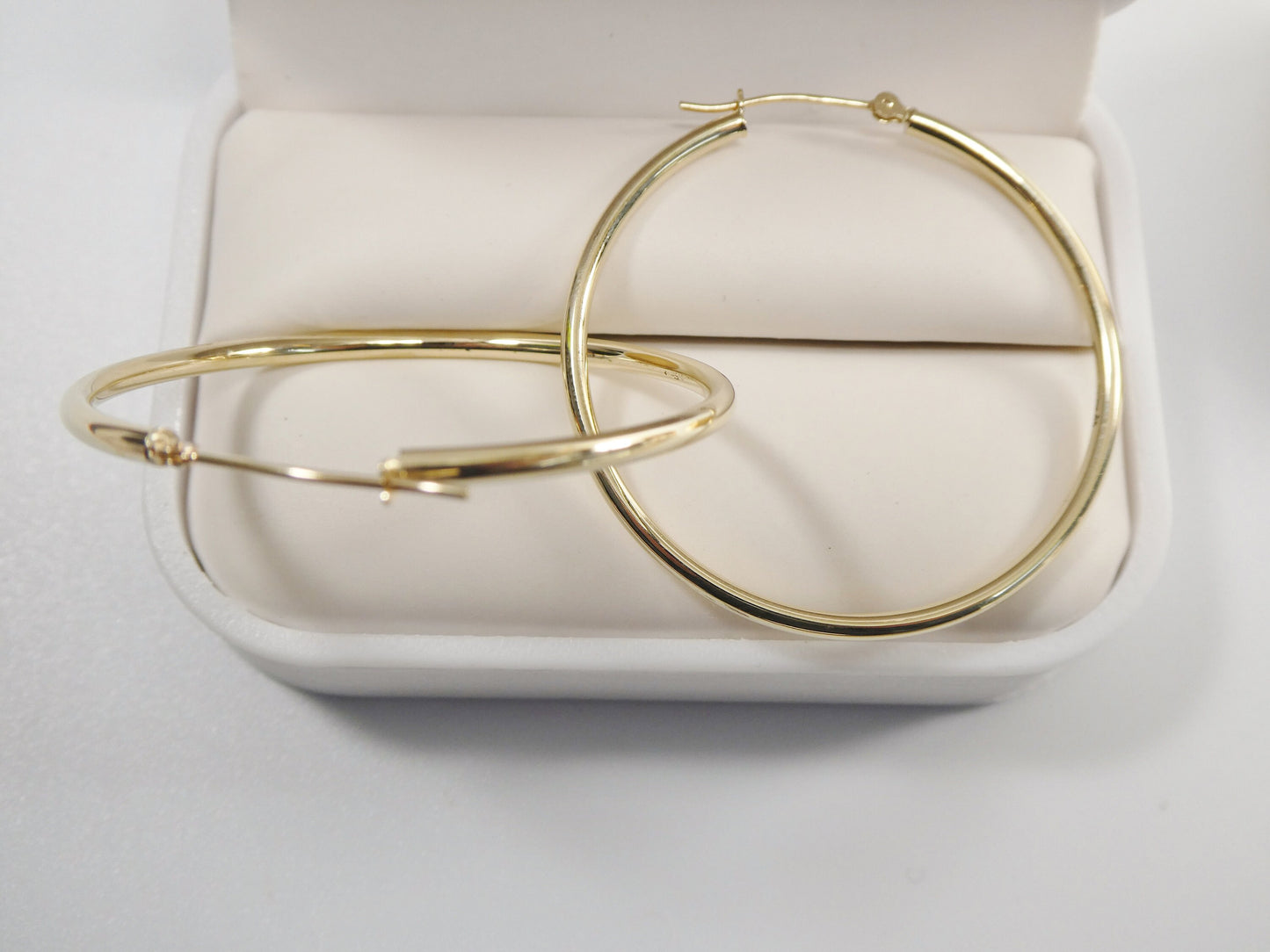 14K Solid Yellow Gold Hoop Earrings, 40mm