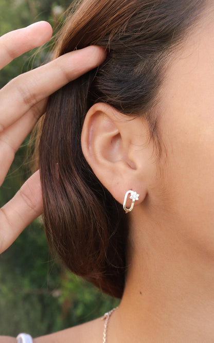 Real 10k Solid Yellow Gold Paperclip Hoop Huggie Earrings