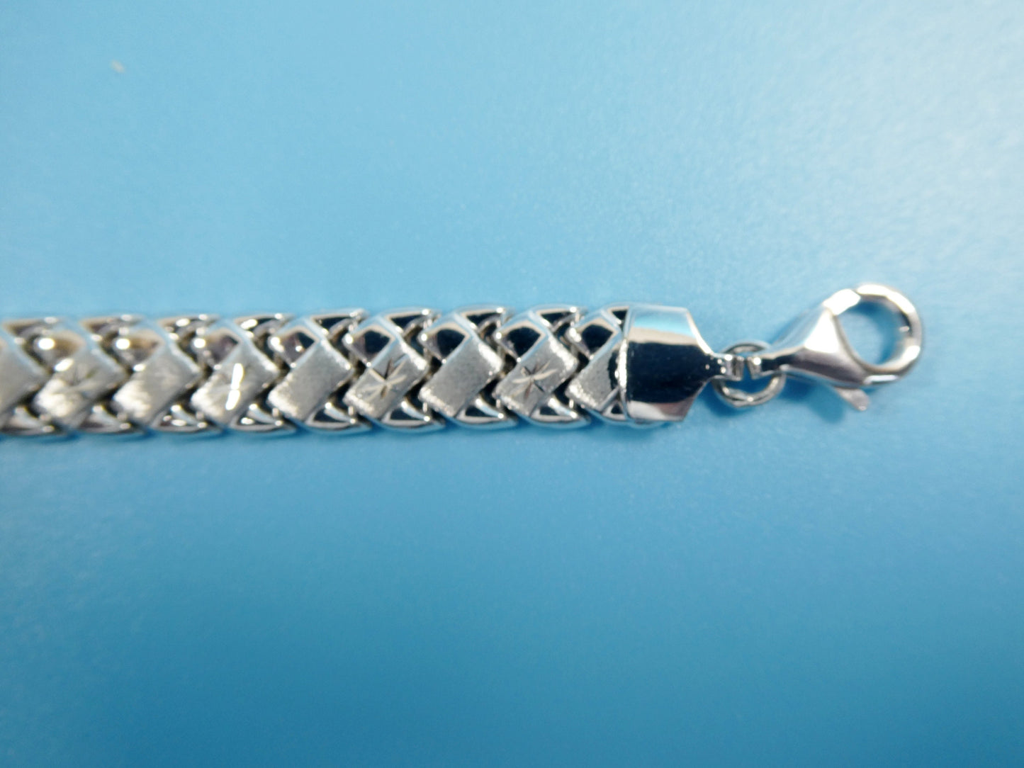8 inch basket STAMPATO bracelet white gold tone 14k white gold tone finish over real 925 sterling silver