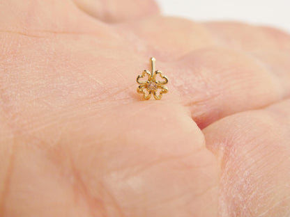 14k Real Solid Yellow Gold Flower Nose Rings