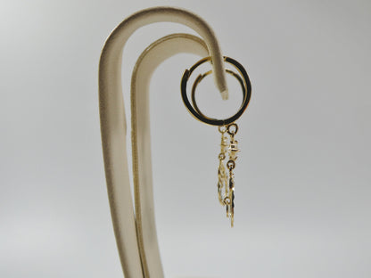 10k Real Solid Yellow Gold Circle Drop Huggie Earrings