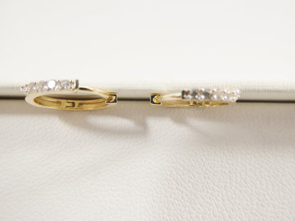 Real 10k Solid Yellow Gold Small 11.9mm Hoop Fancy Huggie Earrings