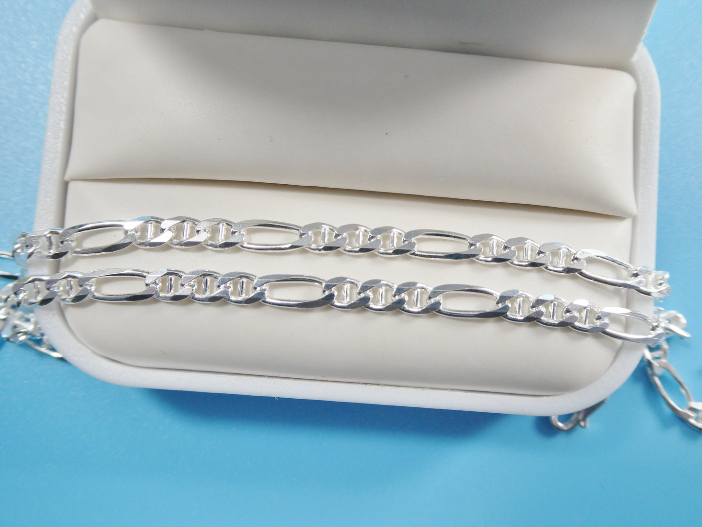 Sterling Silver Italian Figaro Mariner Chain - 3.6MM Solid Necklace