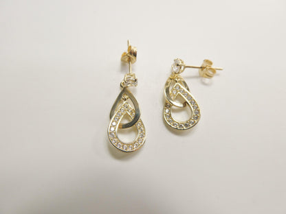 Real 10k Solid Yellow Gold Design Teardrop Push Post Earrings