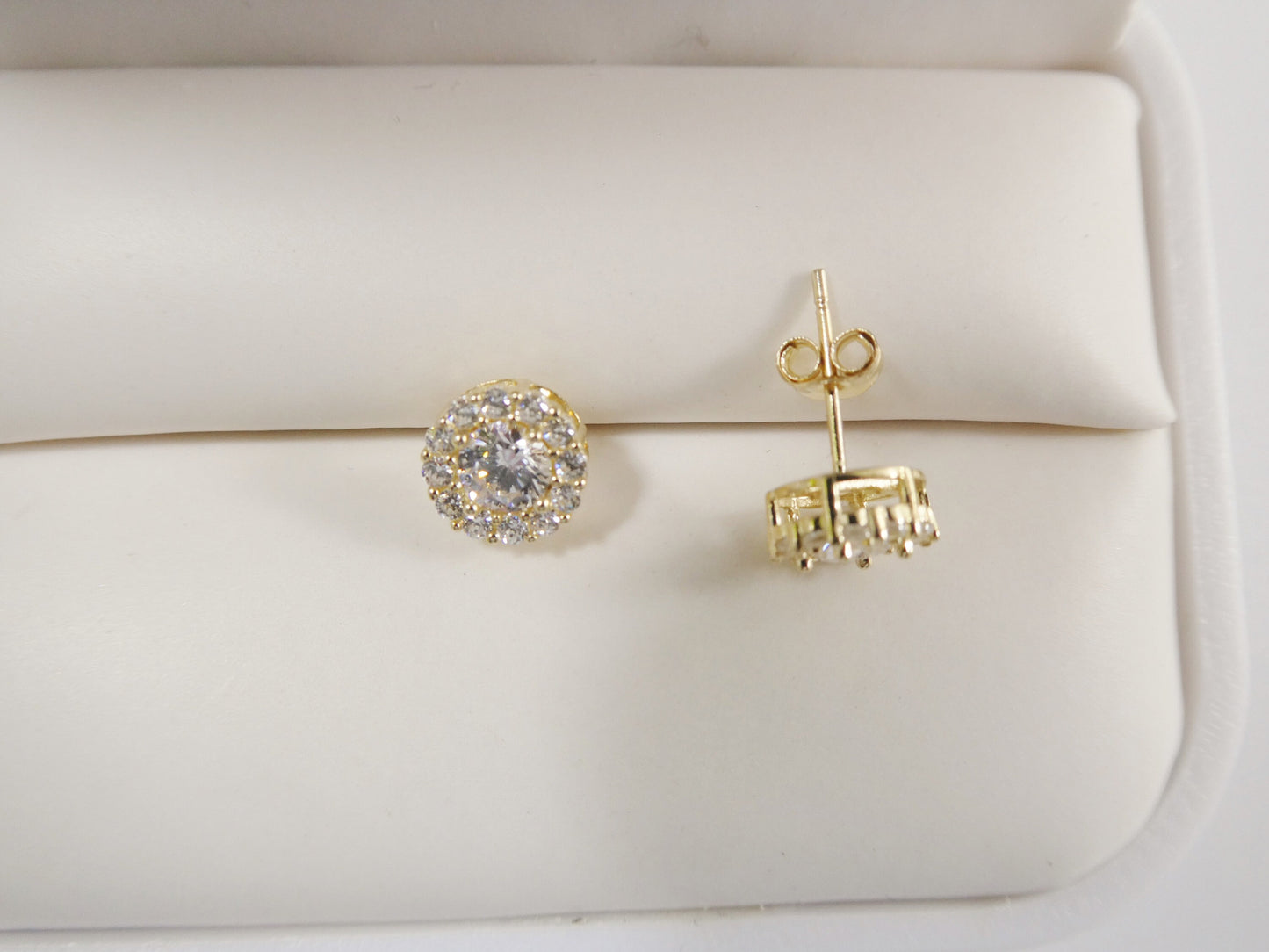 real 10k solid yellow gold push post circle stud earrings