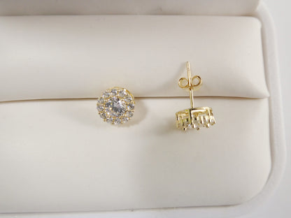 Real 10k Solid Yellow Gold Push Post Circle Stud Earrings