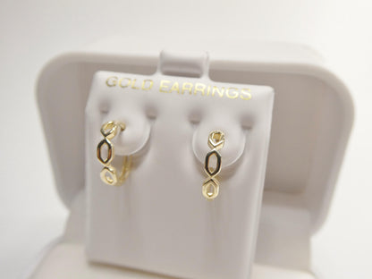 Real 10k Solid Yellow Gold Designer Hoop Huggie Earrings